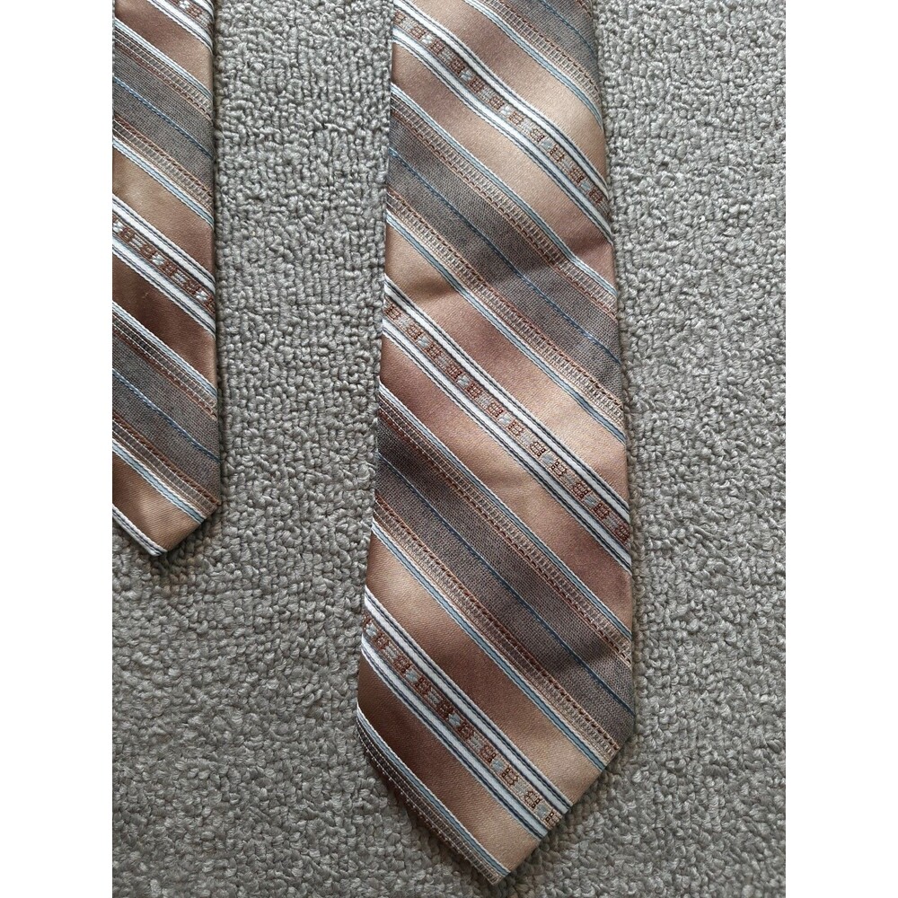 BRUT Tan Brown NECKTIE TIE Striped Mens Adult